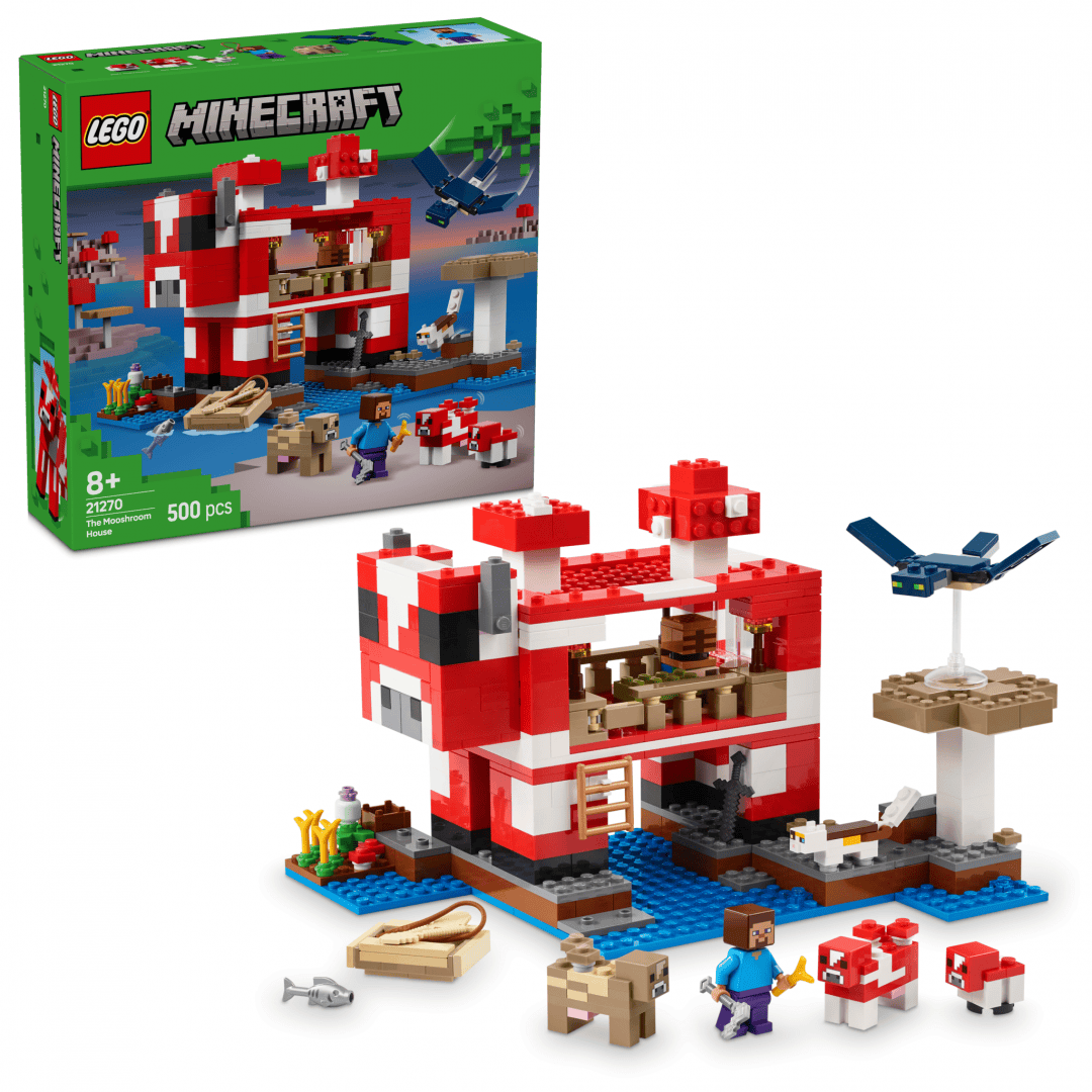 Lego Jucării Set Constructie LEGO Minecraft 21270 | Casa Mooshroom, 305 Piese, 8+, Cadou