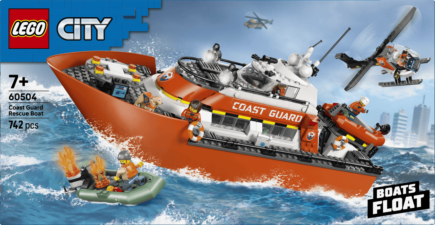 Lego Jucării Set Constructie LEGO City 60504 | Barca de Salvare, Elicopter, Paza de Coasta