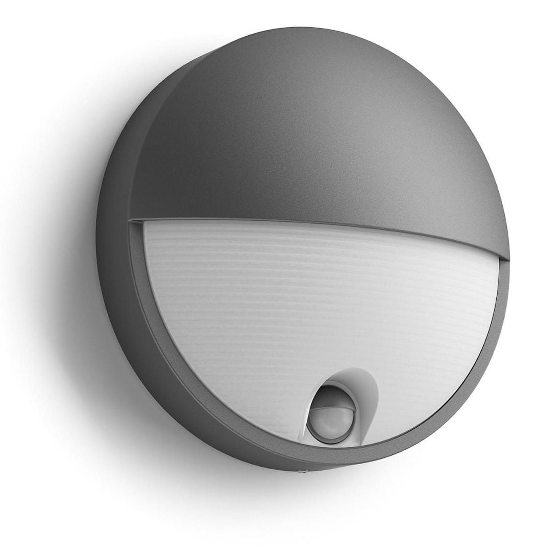 Philips Aplica LED pentru exterior cu senzor de miscare Philips Capricorn ,6W(47W), 600 lm, lumina calda (2700K), IP44, 78x214mm, Antracit