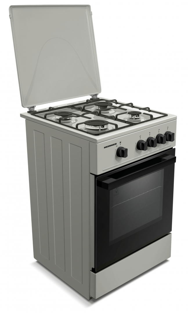 Heinner Aragaz Aragaz Gaz Heinner HFSC-K50SL | 50cm, 4 Arzatoare, Capac Sticla, 50x50x85cm