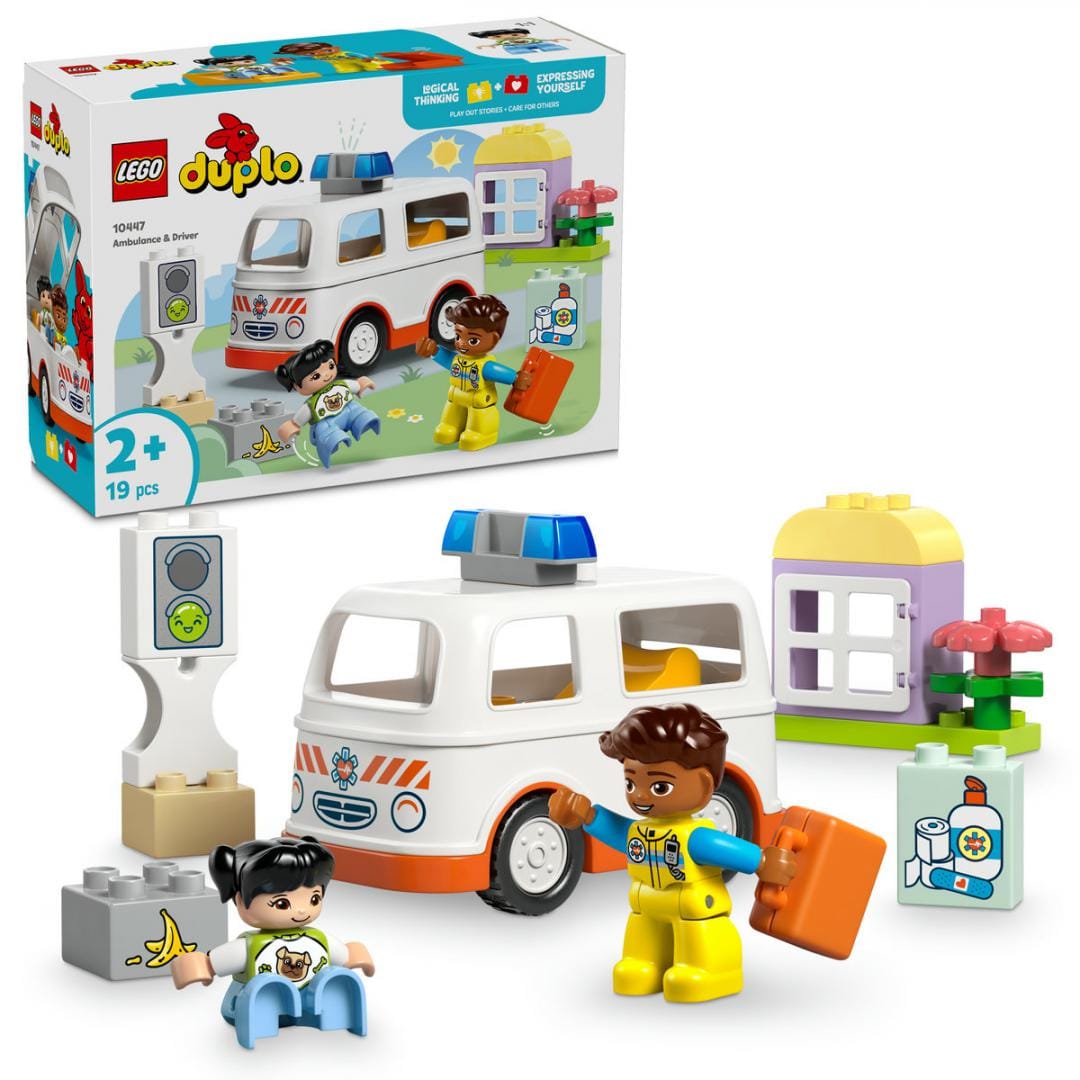 Lego Jucării Set Constructie LEGO 10447 | Ambulanta si Sofer, Cadou Copii