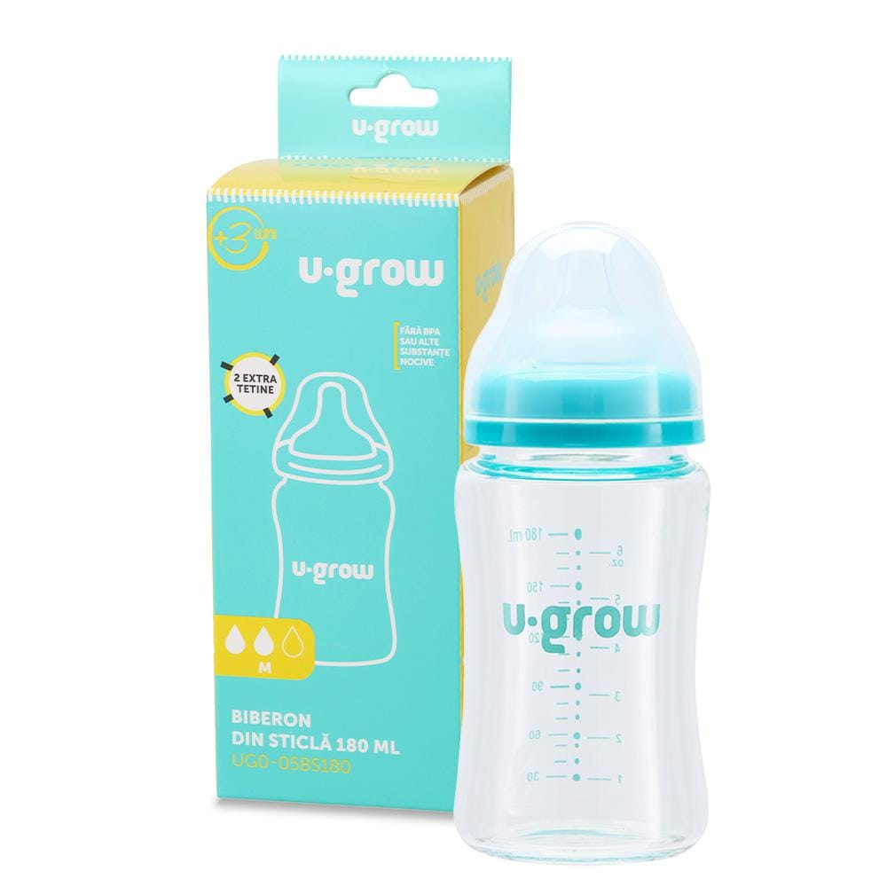 U-Grow Alimentație bebe Biberon Sticla U-Grow UG0-05BS180 | 180ml, 2 Tetine