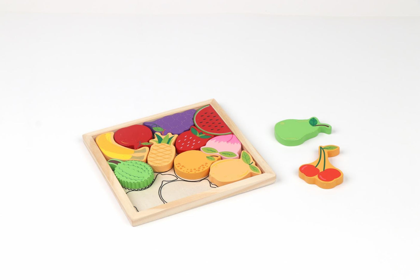 MomKi Jucării Puzzle din Lemn MomKi MKT1078CGH4 | 12 Piese, Fructe, Copii