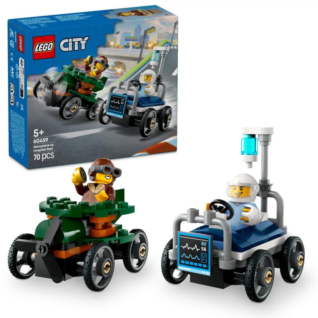 Lego Jucării Set Constructie LEGO City 60459 | Pachet de Curse Avion Vs. Pat de Spital