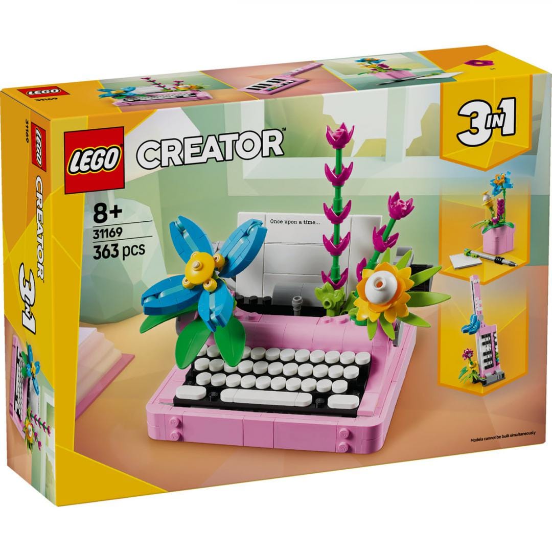 Lego Jucării Set Constructie LEGO Creator 3-in-1 31169 | Masina de Scris cu Flori, Vintage, Cadou
