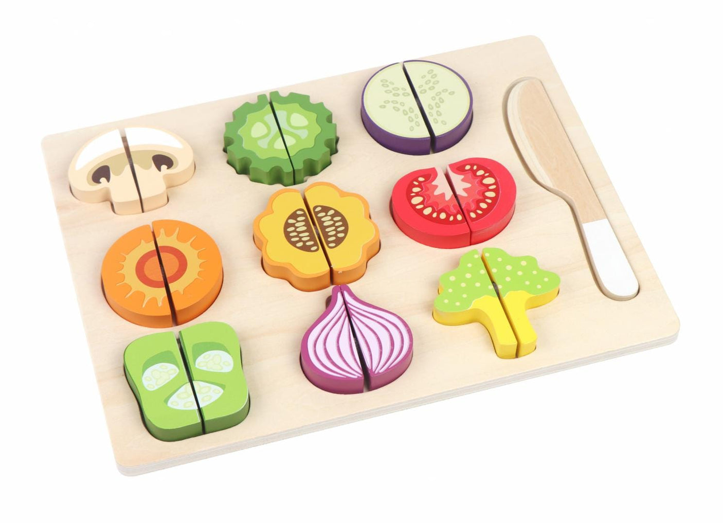 MomKi Jucării Jucarie MomKi MKT1535 | Legume din Lemn, Feliat, Educativa, Montessori
