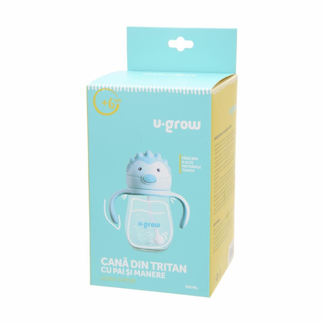 U-Grow Alimentație bebe Cana U-Grow UG03-SIP330 | Tritan, 330ml, Pai, Manere