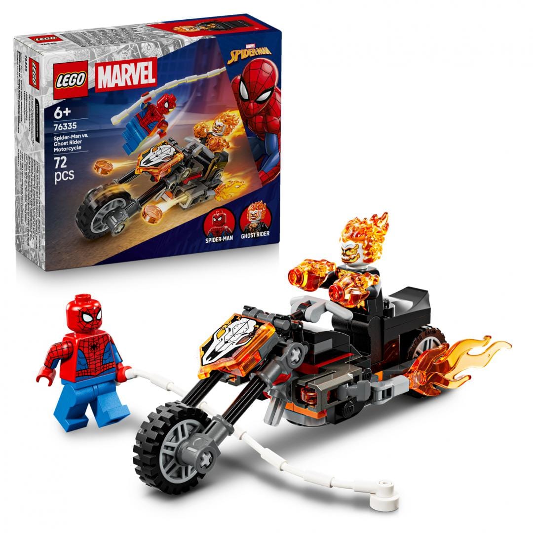Lego Jucării Set Constructie LEGO Marvel Spider-Man 76335 | Omul Paianjen vs Calaretul Fantoma, Motocicleta, Cadou