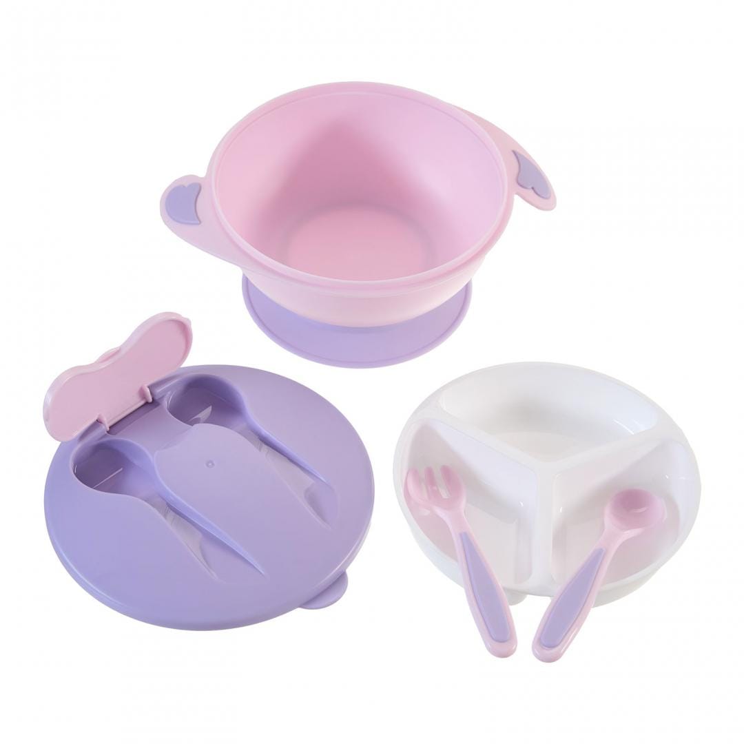 U-Grow Alimentație bebe Bol Compartimentat U-Grow A-1104PP | Ventuza Antialunecare, Capac, Lingurita, Furculita, Mov