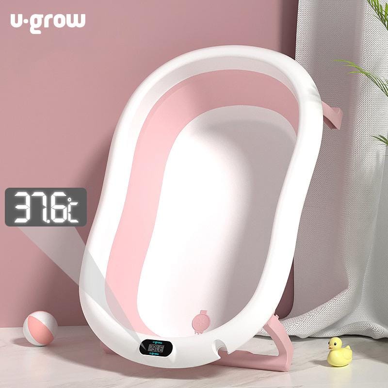 U-Grow Îngrijire bebe Cadita Bebelusi U-Grow UGCT-0055-PK | Pliabila, Termometru Digital, Pernuta, Roz