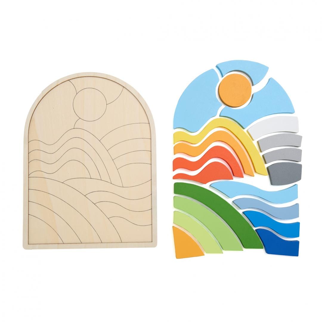 MomKi Jucării Puzzle Momki MKT1011 | Curcubeu, Lemn, 21 Piese, Educativ