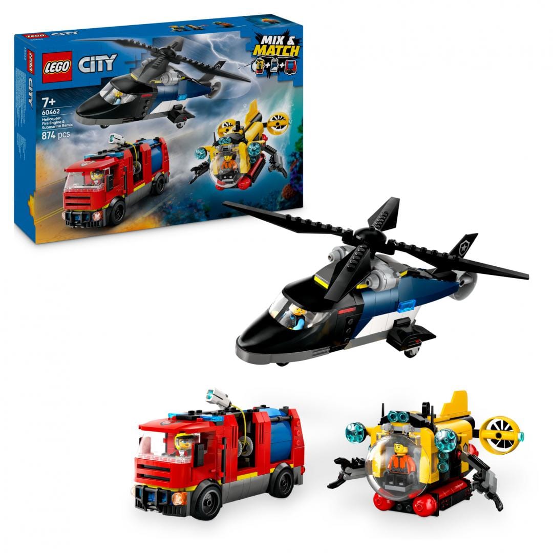 Lego Jucării Set Constructie LEGO City 60462 | Elicopter Pompieri & Submarin, Rescue