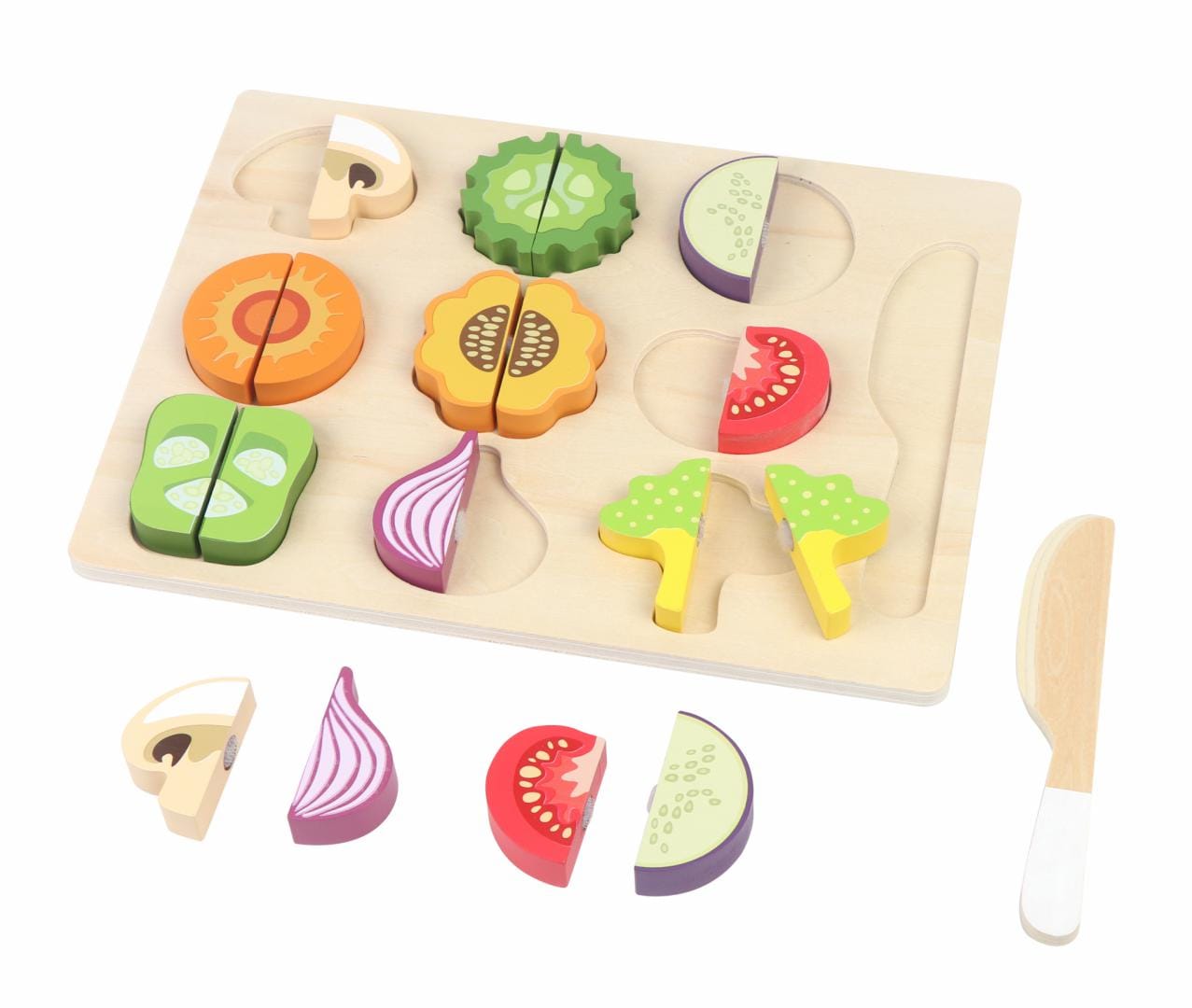 MomKi Jucării Jucarie MomKi MKT1535 | Legume din Lemn, Feliat, Educativa, Montessori