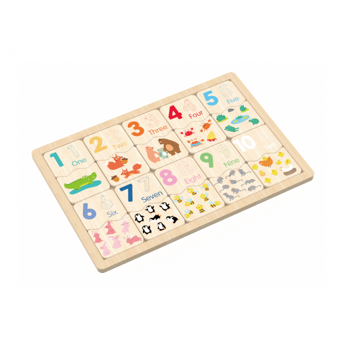MomKi Jucării Puzzle din Lemn MomKi MKT1518 | Potriveste Numerele, Educativ, Copii