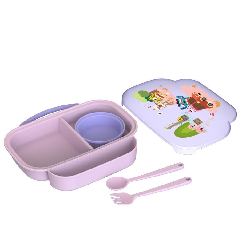 U-Grow Alimentație bebe Farfurie Compartimentata U-Grow A-1420PP | Cu Capac, Lingurita, Furculita, Mov