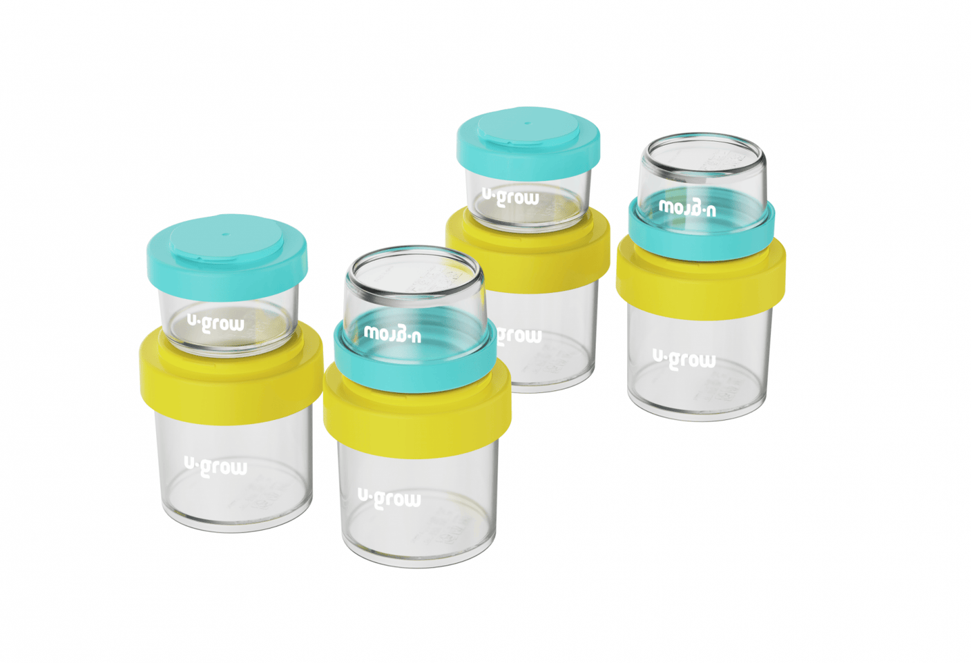 U-Grow Alimentație bebe Recipient Depozitare Alimente U-Grow A-1555 | 8 Buc, 4x80ml + 4x220ml, Cu Capac, Silicon