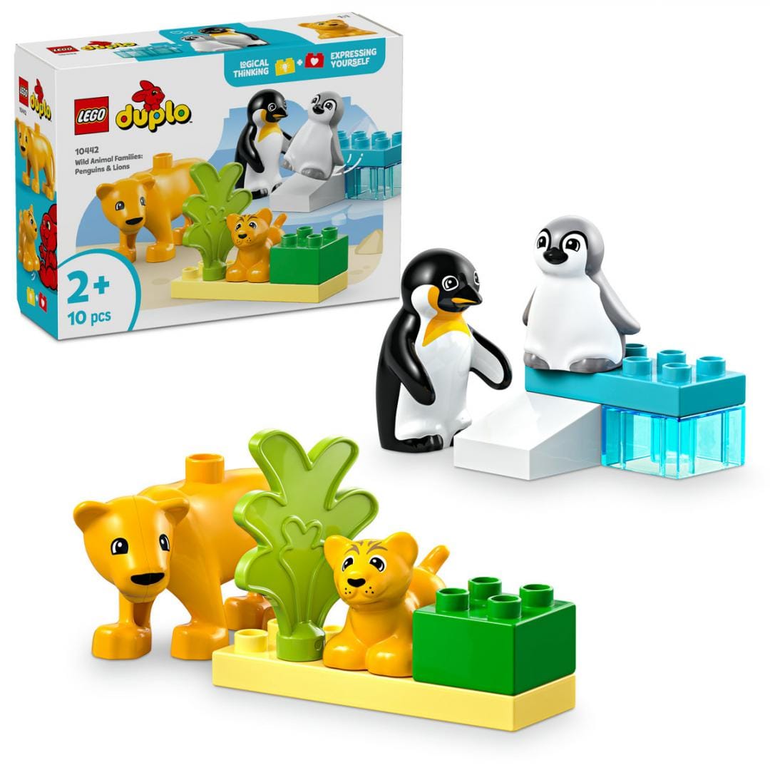 Lego Jucării Set Constructie LEGO 10442 | Animale Salbatice, Pinguini si Lei, Duplo