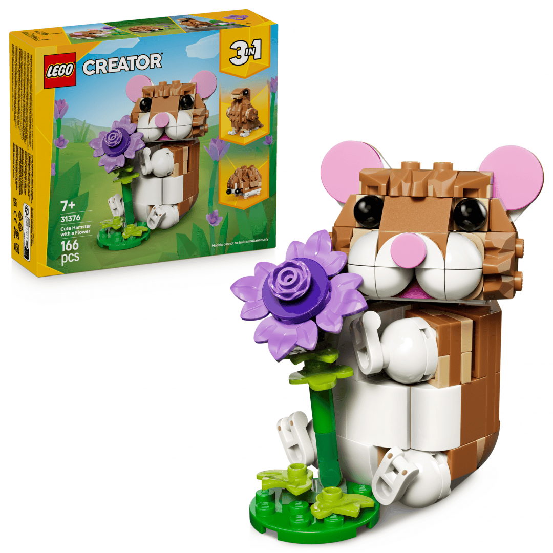 Lego Jucării Set Constructie LEGO Creator 31376 | Hamster Adorabil cu Floare, Cadou
