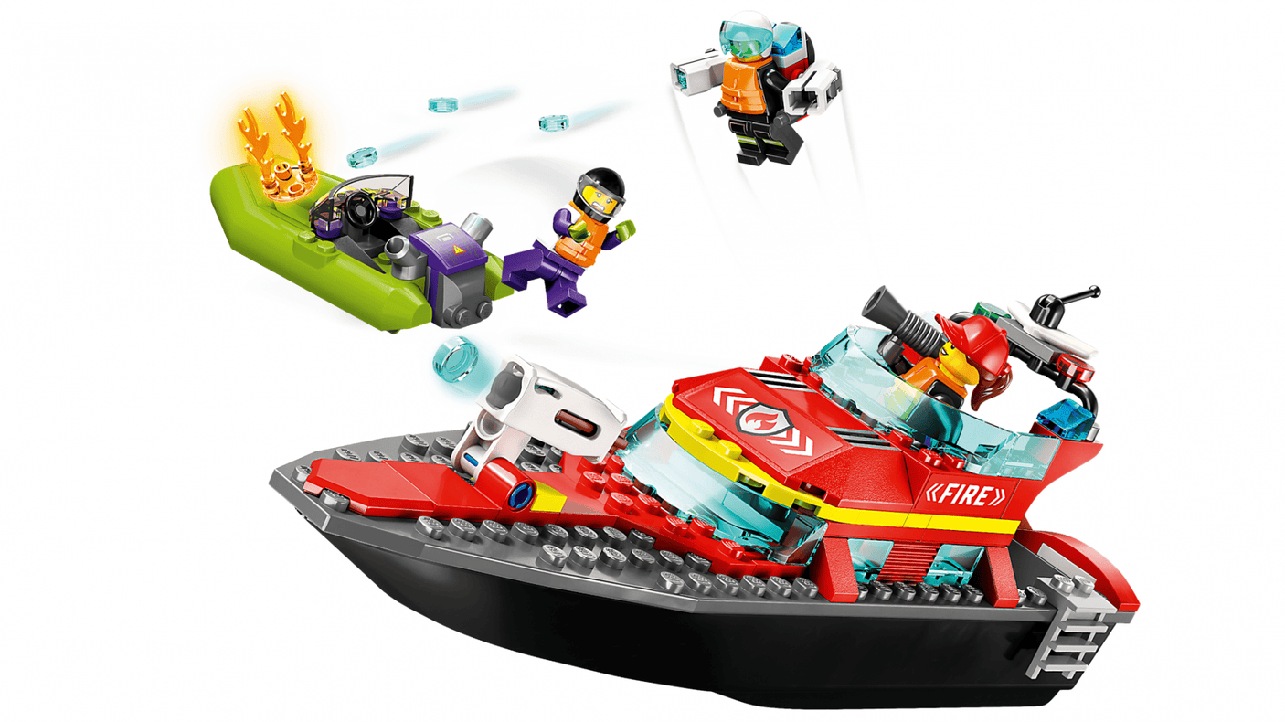 Lego Jucării Set Constructie LEGO City 60373 | Barca de Salvare Pompieri, Cadou