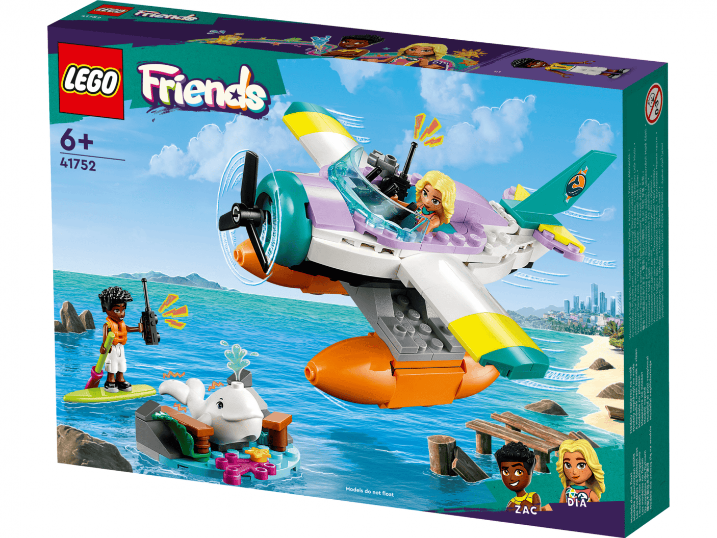 Lego Jucării Set Constructie LEGO 41752 | Avion Salvare pe Mare, Cadou