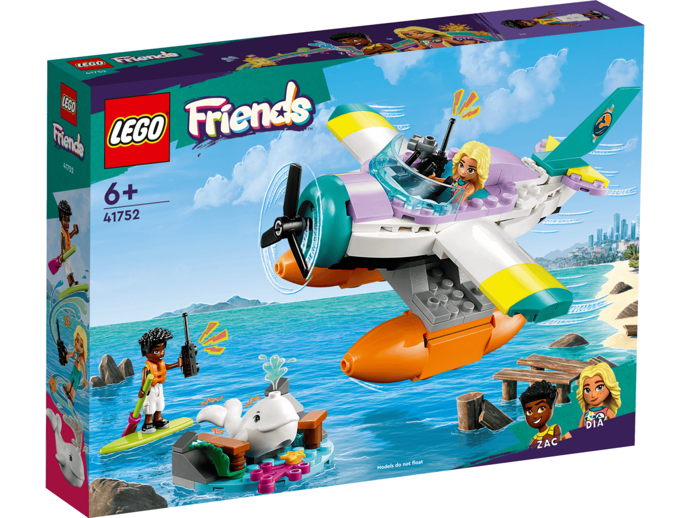 Lego Jucării Set Constructie LEGO 41752 | Avion Salvare pe Mare, Cadou