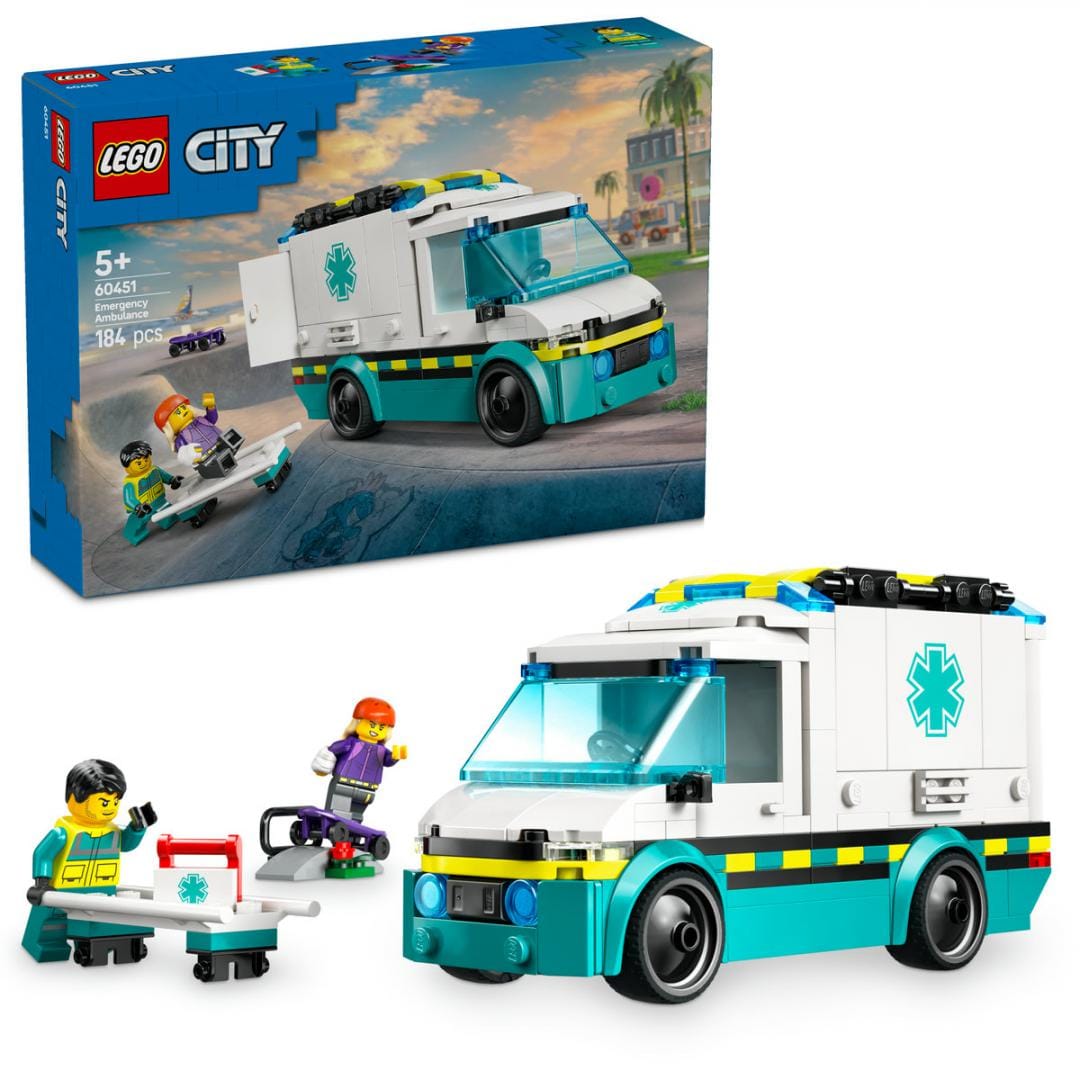 Lego Jucării Set Constructie LEGO City 60451 | Ambulanta de Urgente, 6+, Cadou