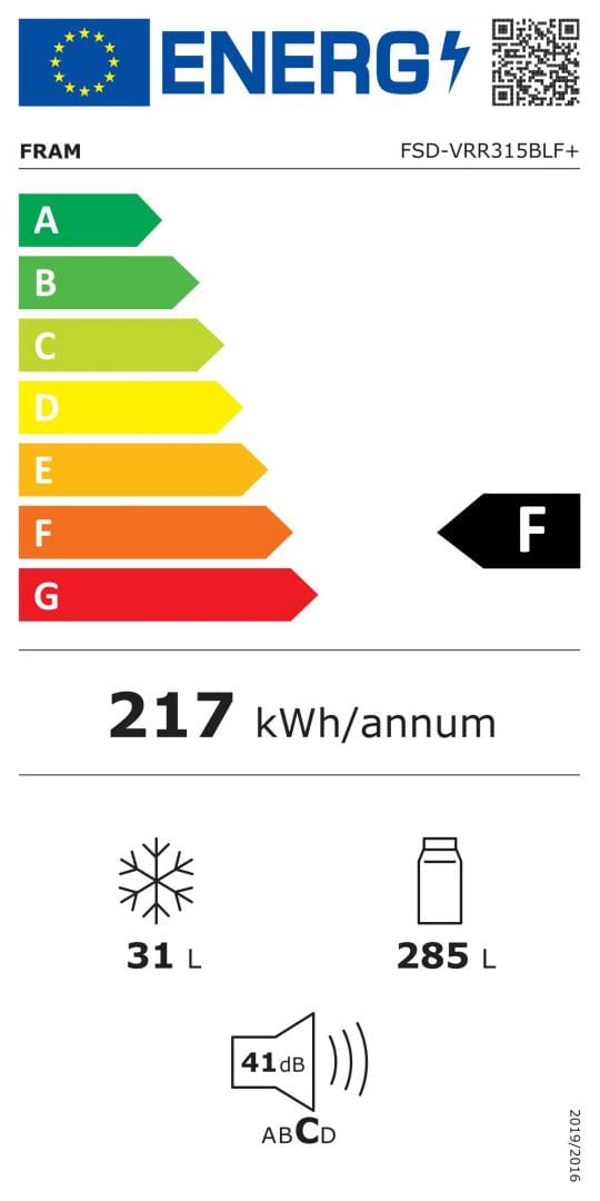 Fram Frigider Frigider FRAM FSD-VRR315BLF+ | 315L, Clasa A+, No Frost, Negru, 60.5x63.5x176.9cm