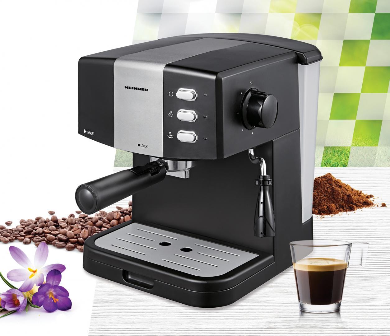 Heinner Espressor manual Espressor Heinner HEM-850BKSL | 850W, 15 Bar, 1.6L, Negru/Argintiu