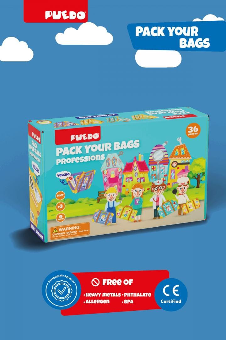 Puedo Toys Jucării Joc Educativ Puedo Toys PUEDOK1933 | Fa-ti Bagajul Profesii, Spuma EVA
