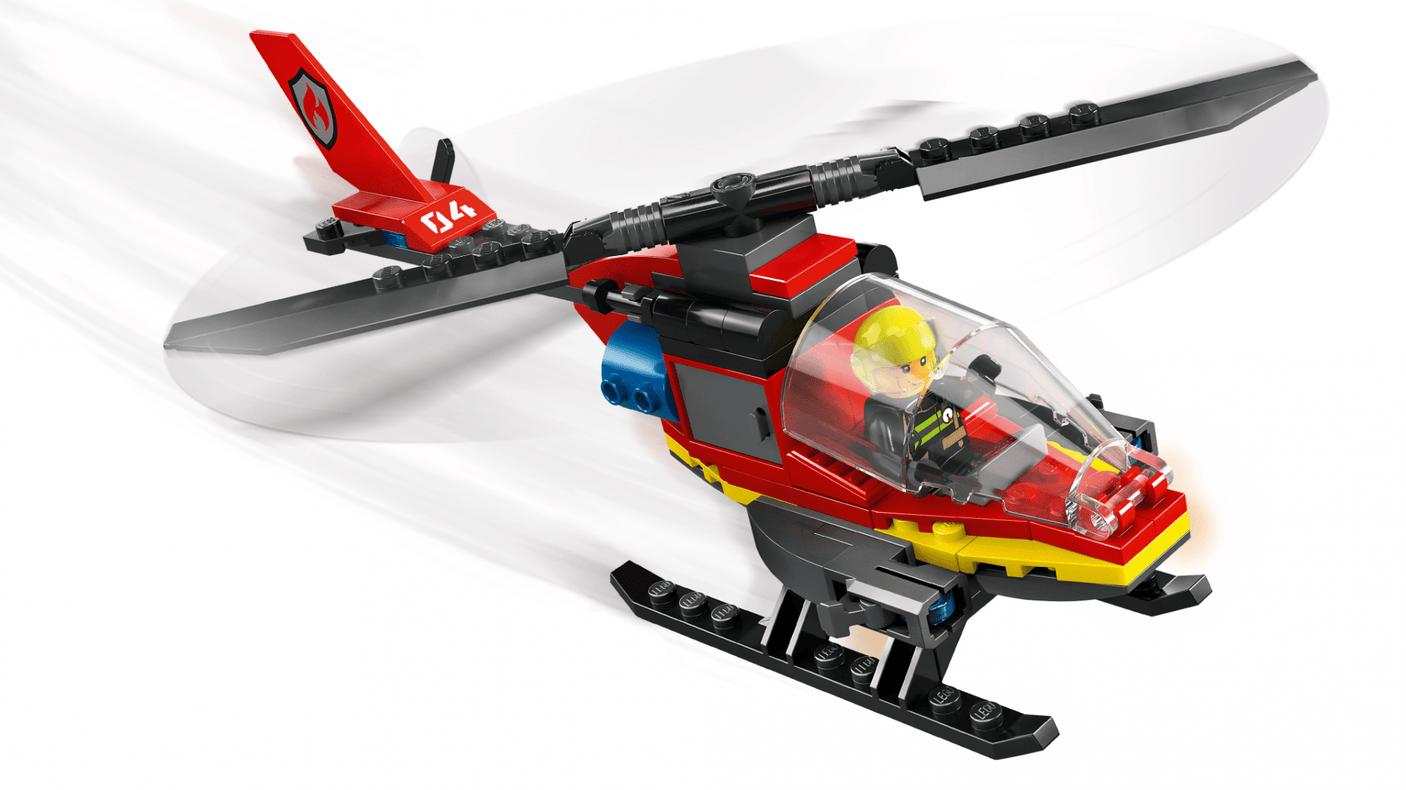 Lego Jucării Set Constructie LEGO City 60411 | Elicopter Pompieri, Cadou Copii, 88 Piese