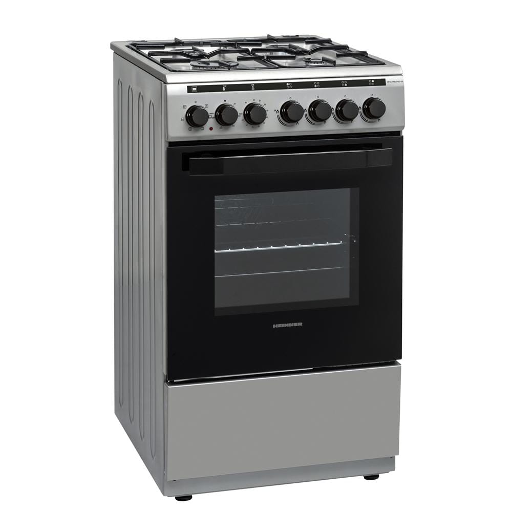Heinner Aragaz Aragaz Mixt Heinner HFSC-V60LITGC-SS | 60cm, 4 Arzatoare Gaz, Cuptor Electric, Inox, 50x60x85cm