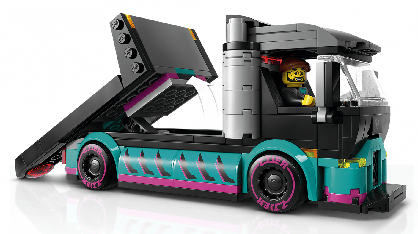 Lego Jucării Set Constructie LEGO City 60406 | Masina Curse si Camion Transport, Cadou
