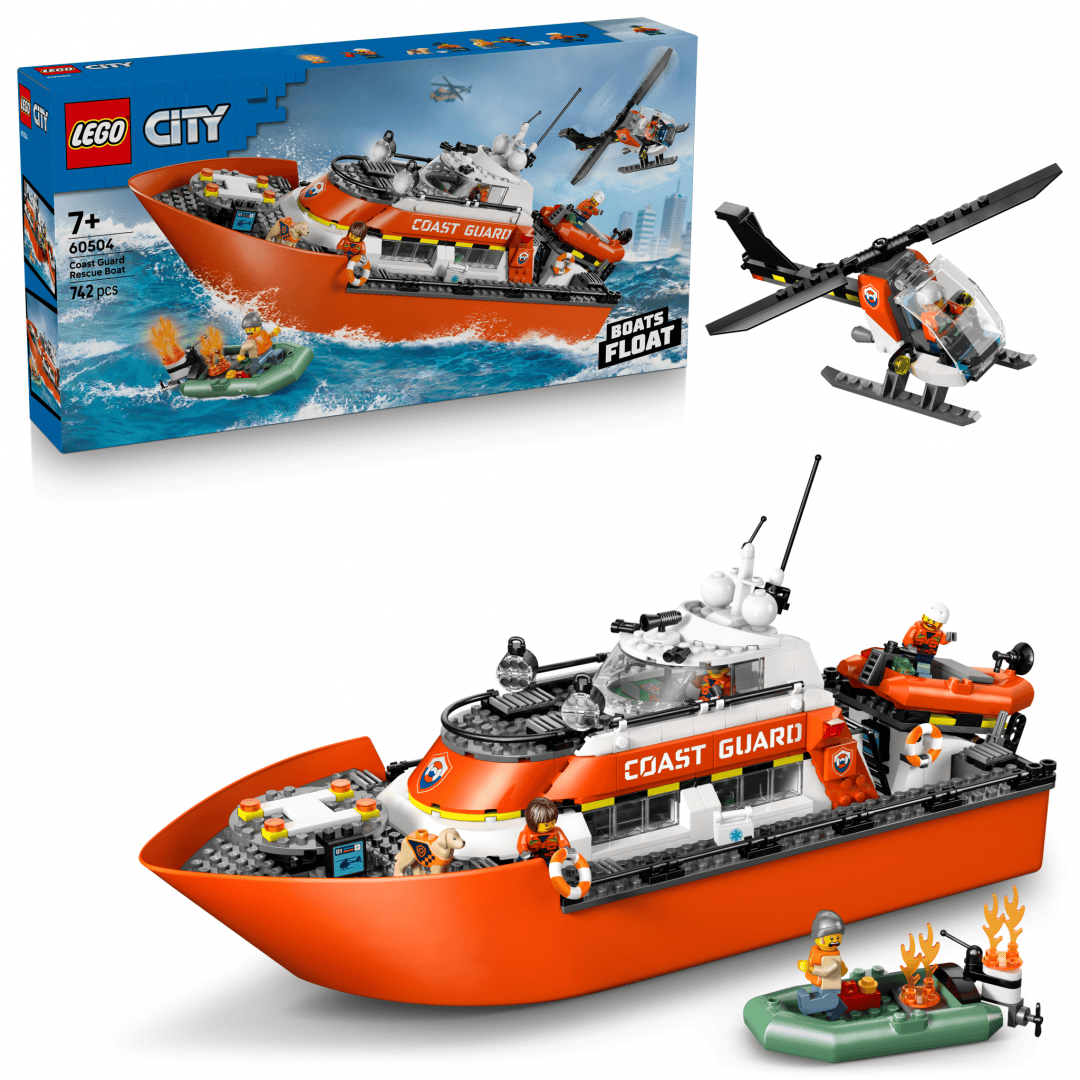 Lego Jucării Set Constructie LEGO City 60504 | Barca de Salvare, Elicopter, Paza de Coasta