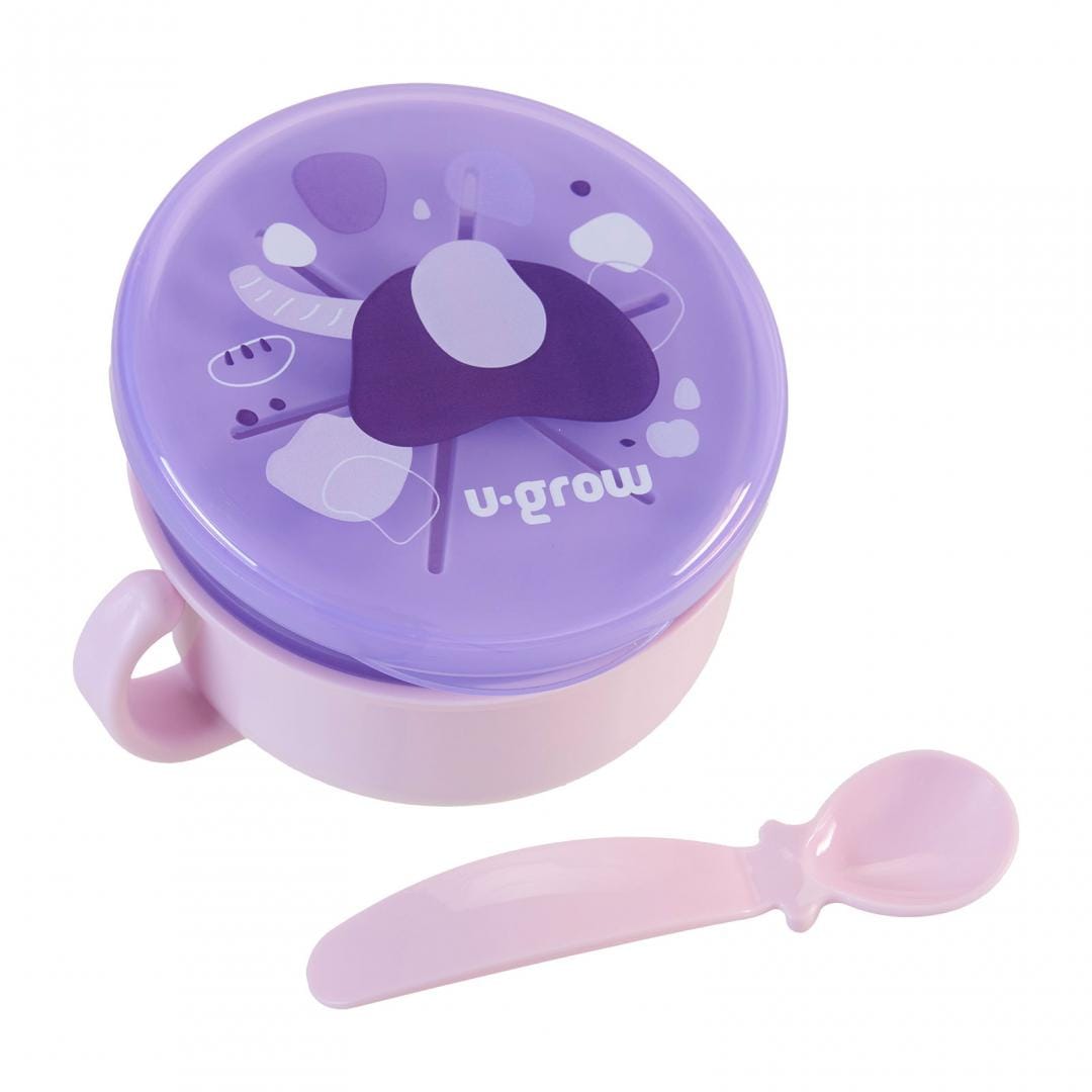 U-Grow Alimentație bebe Bol Snackuri U-Grow A-2504PP | 2 in 1, cu Lingurita, Mov