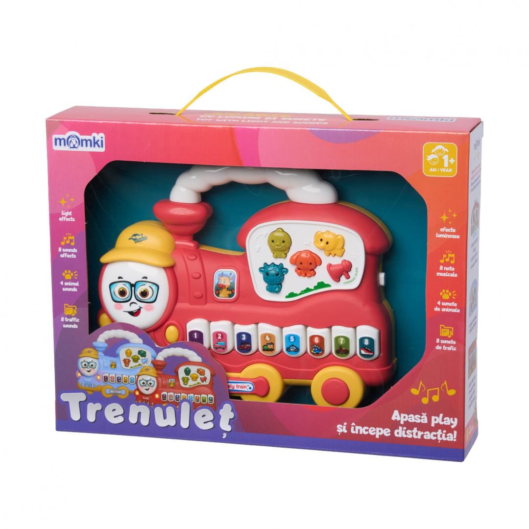 MomKi Jucării Jucarie MomKi MOMKI855-112R | Trenulet cu Lumini si Sunete, Rosu