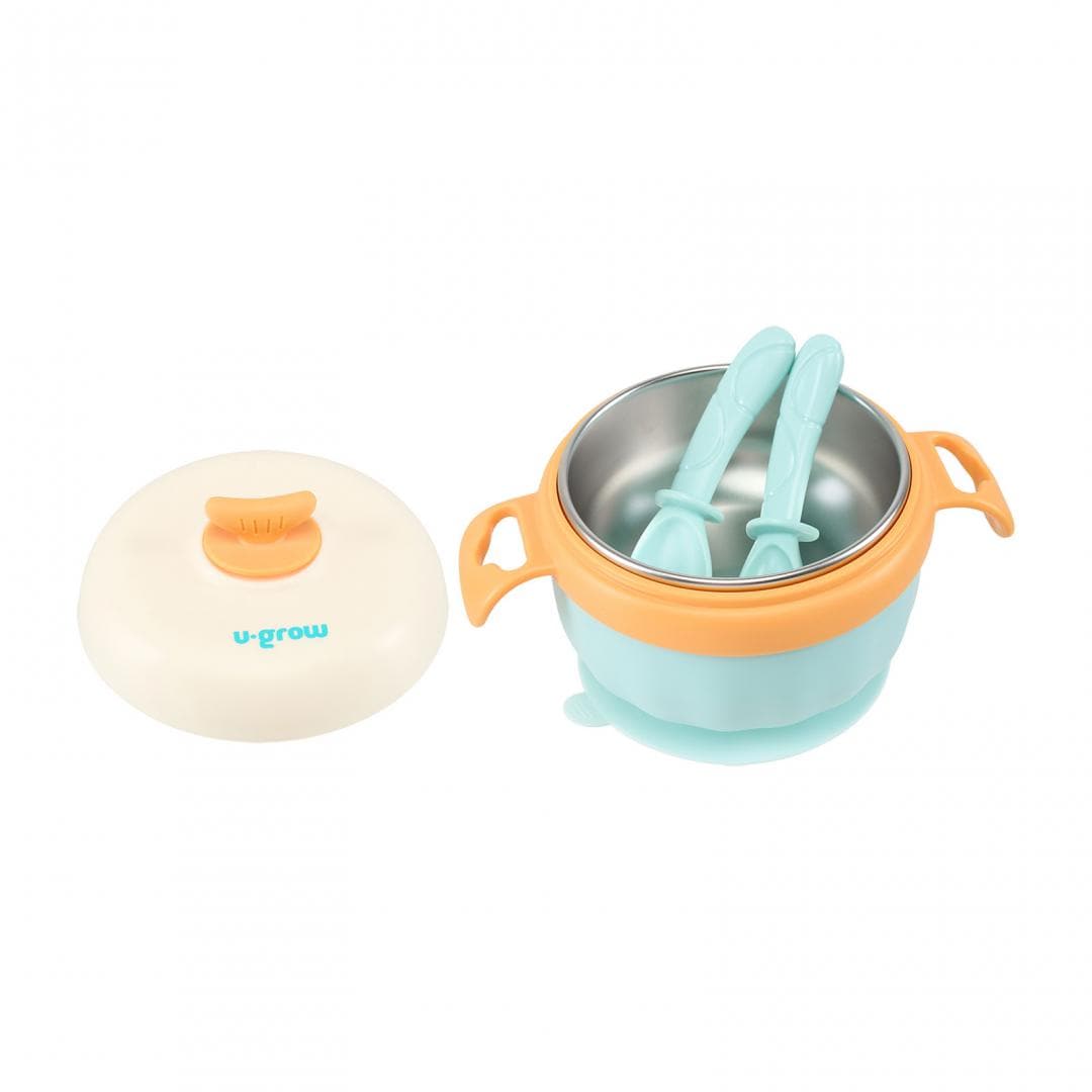 U-Grow Alimentație bebe Bol Termic U-Grow UG-235BL | Lingurita, Furculita, Baza Antialunecare, Blue