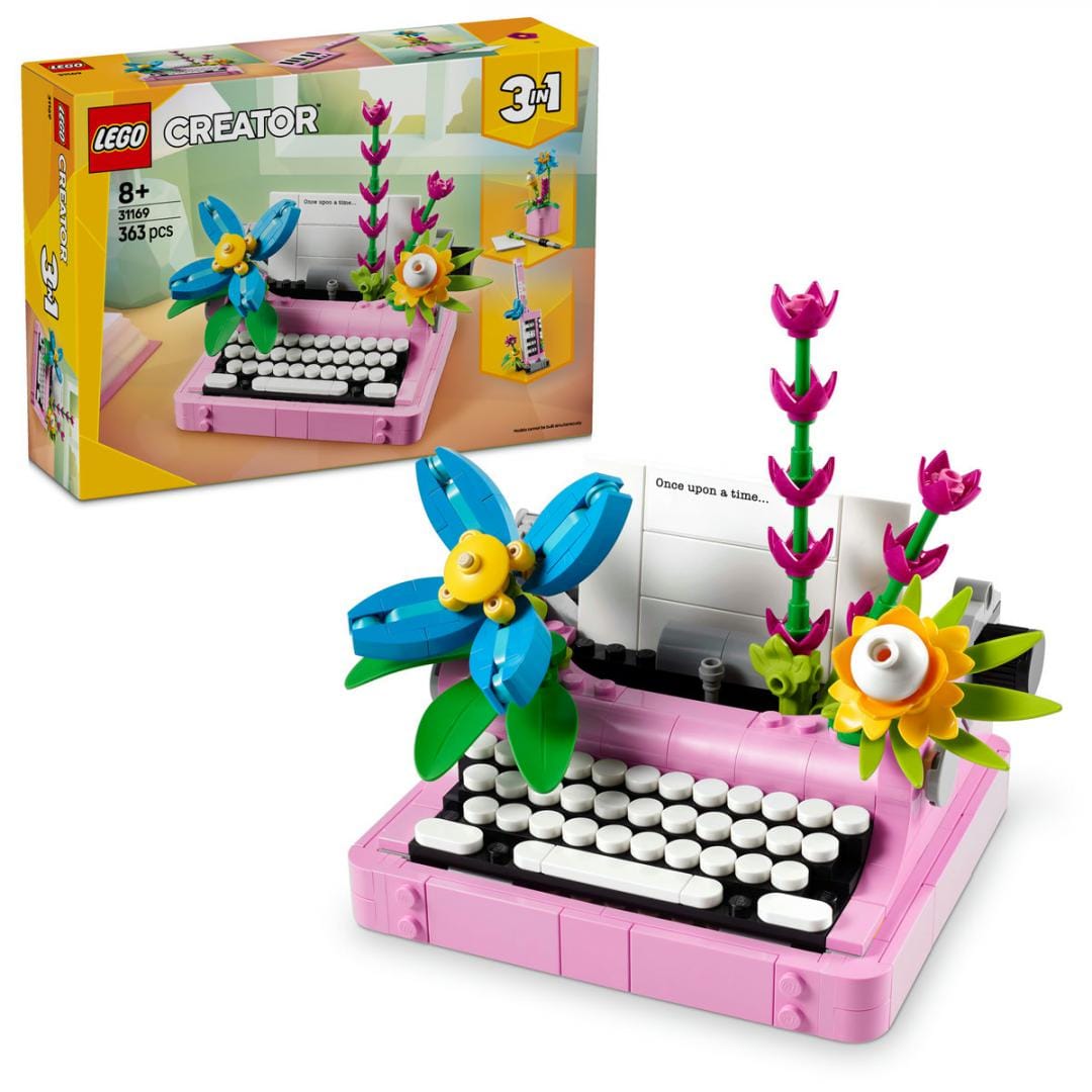 Lego Jucării Set Constructie LEGO Creator 3-in-1 31169 | Masina de Scris cu Flori, Vintage, Cadou