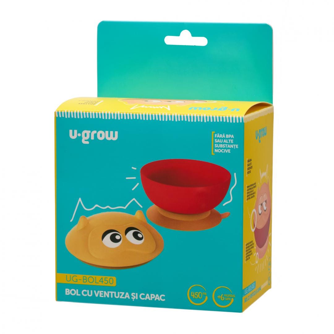 U-Grow Alimentație bebe Bol Bebe U-Grow UG-BOL450 | 450ml, Ventuza, Capac