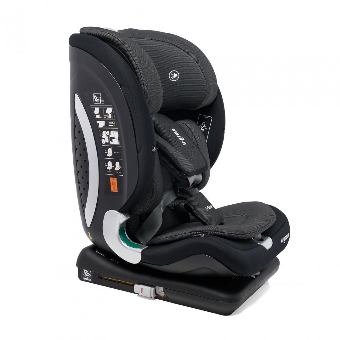 Scaun Auto I-size U-grow Goldfix Plus, Isofix, 76-150 Cm (9-36 Kg), Boxa Bluetooth, Negru