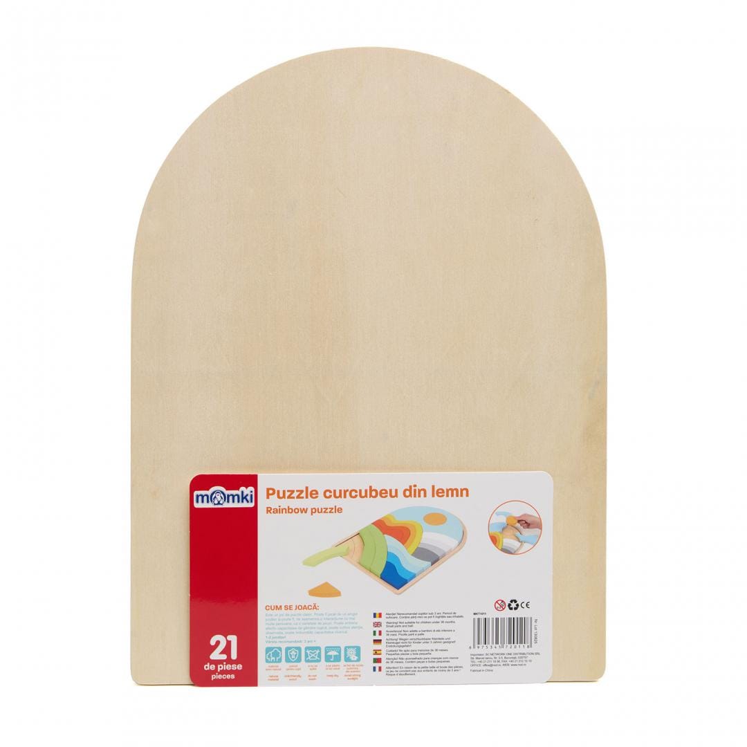 MomKi Jucării Puzzle Momki MKT1011 | Curcubeu, Lemn, 21 Piese, Educativ