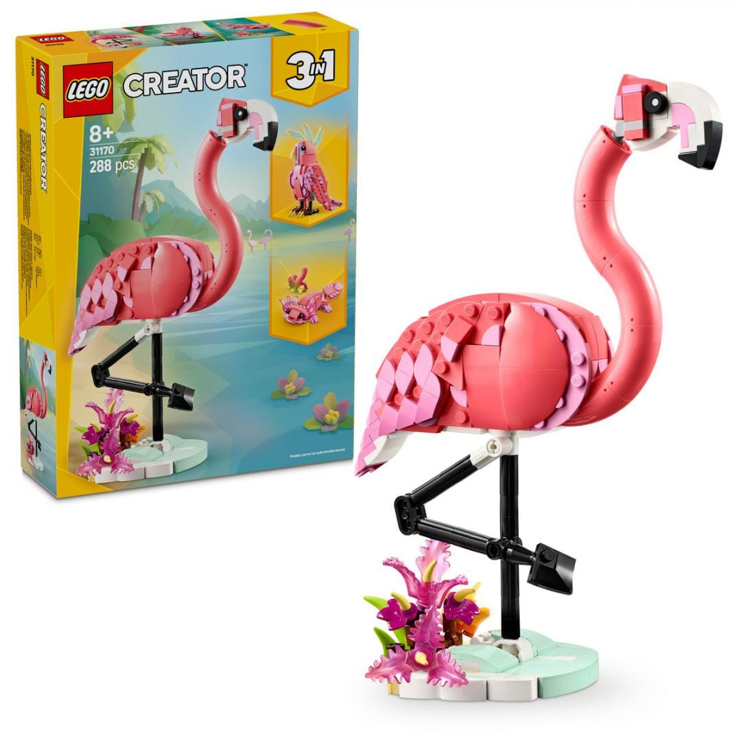Lego Jucării Set Constructie LEGO Creator 3-in-1 31170 | Flamingo Roz, Animale Salbatice, Cadou