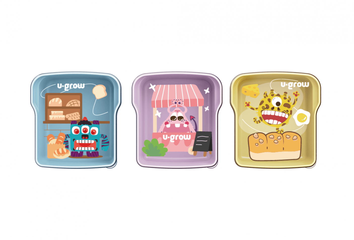 U-Grow Îngrijire bebe Set 3 Caserole Multicolore U-Grow A-1131 | 3 x 300ml