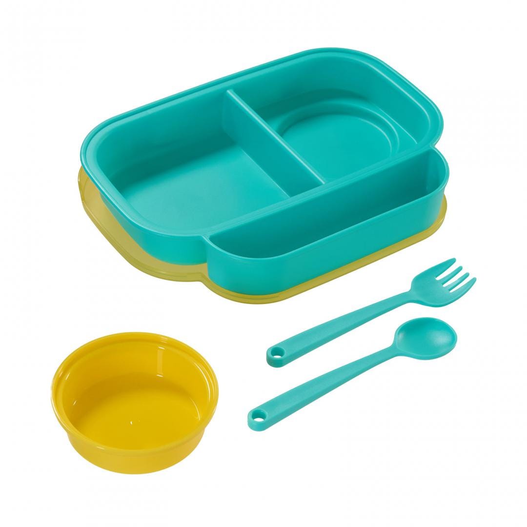 U-Grow Alimentație bebe Farfurie Compartimentata U-Grow A-1420BL | Cu Capac, Lingurita, Furculita, Galbena