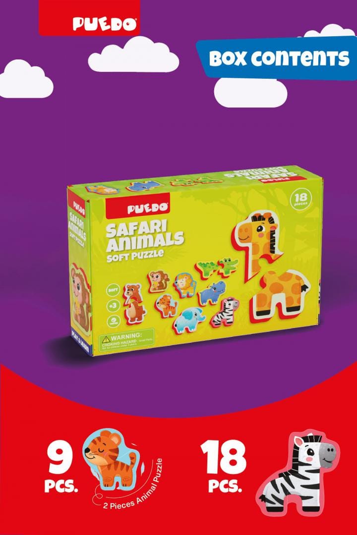 Puedo Toys Jucării Puzzle Puedo Toys PUEDOK1931 | Spuma EVA, Animalele Safari, Educativ