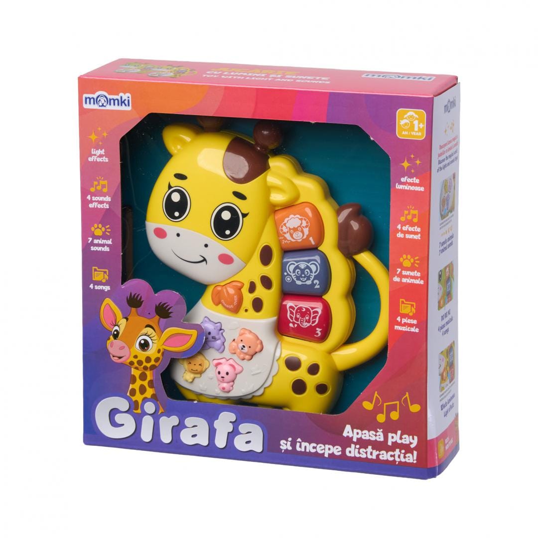 MomKi Jucării Jucarie MomKi MOMKI855-66G | Girafa, Lumini si Sunete, Galbena