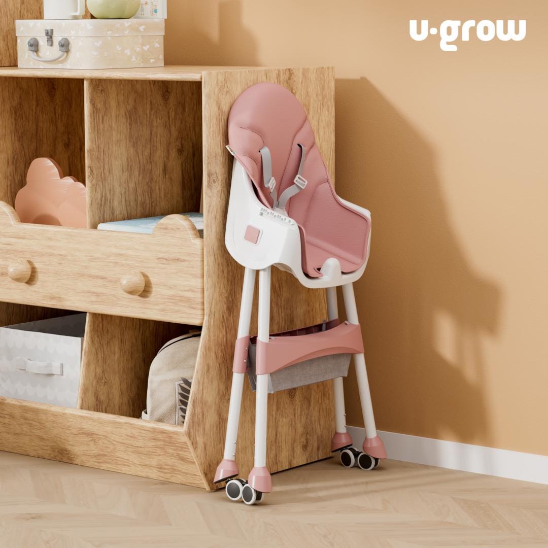 U-Grow Puericultură Scaun de Masa Copii U-Grow UG-502-PK | 2 in 1, Pliabil, Roz