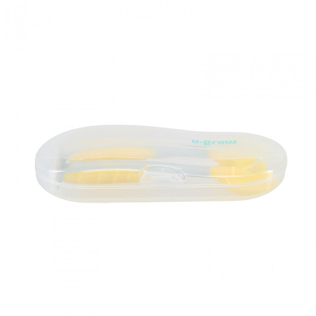 U-Grow Alimentație bebe Set Lingurita si Furculita U-Grow UG-218YE | Silicon, Galben