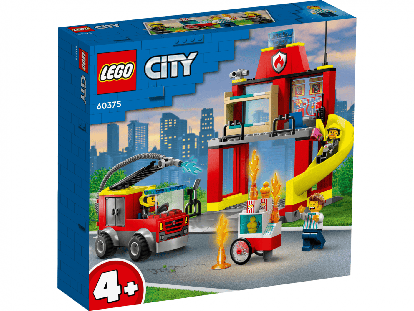 Lego Jucării Set Constructie LEGO City 60375 | Remiza si Masina de Pompieri, Cadou