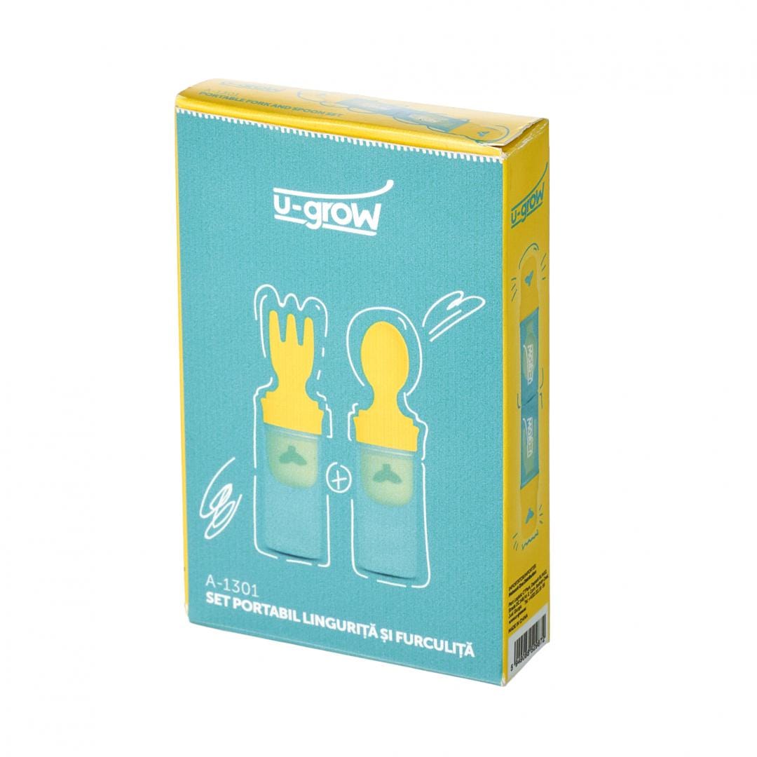 U-Grow Alimentație bebe Set Portabil Lingurita si Furculita U-Grow A-1301 | Alimentatie Bebe, Cutie Inclusa