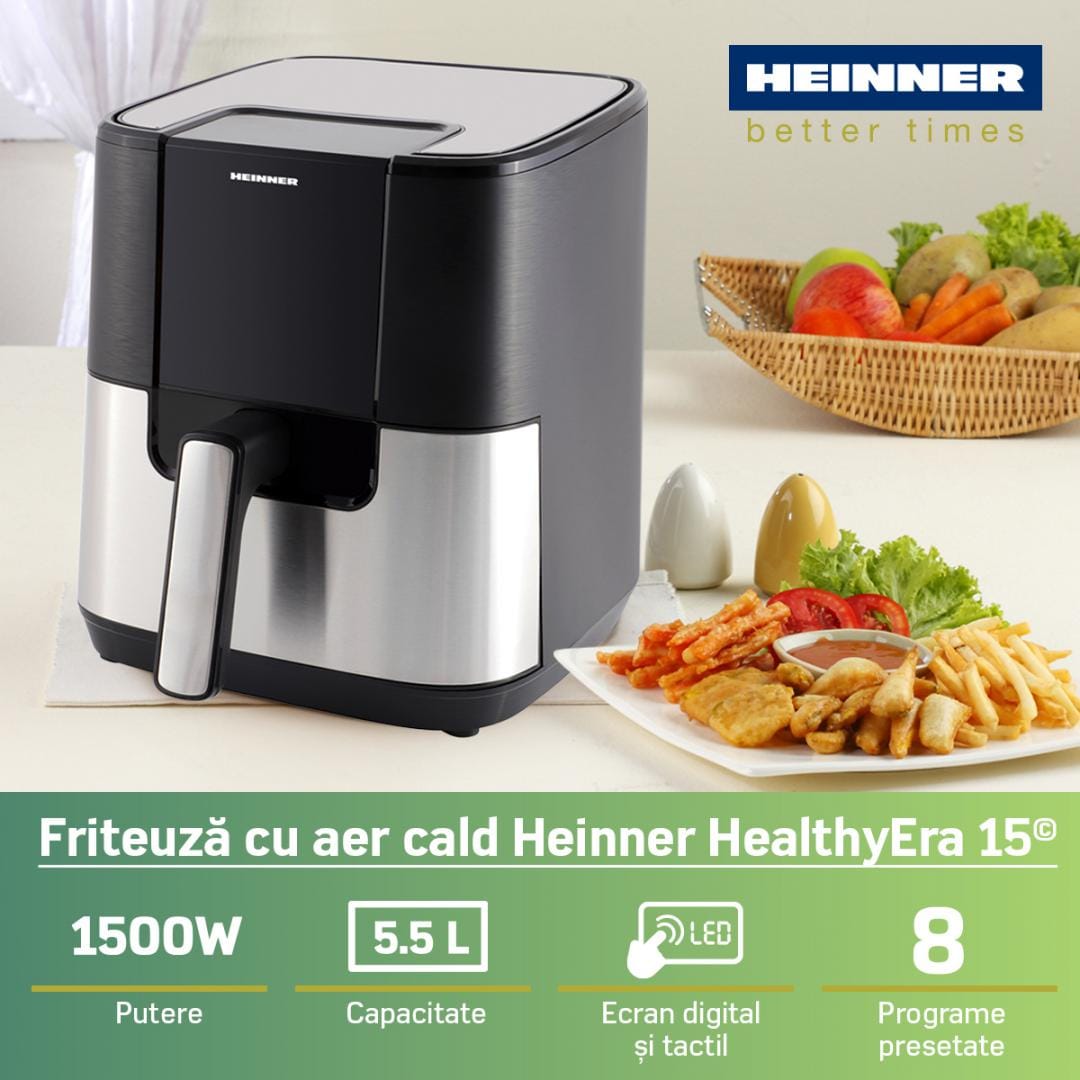 Heinner Air Fryer Air Fryer Heinner HAF-H6BKS1500 | 6L, 1500W, 8 Programe, Negru